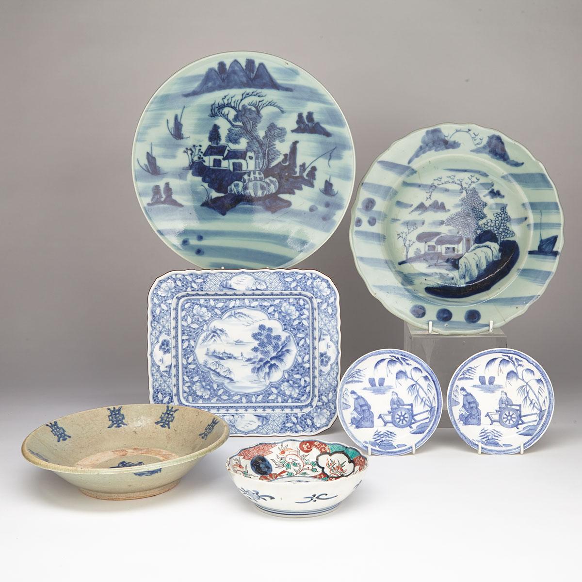 Three Blue and White South East Asian Plates, 19th Century or Earlier 