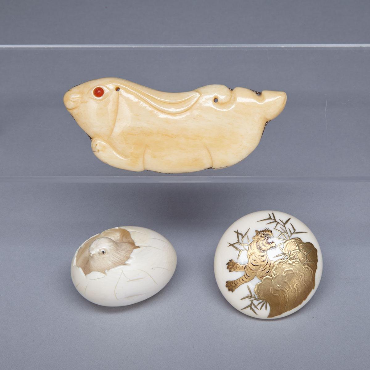 Three Ivory Carvings, Late 19th Century