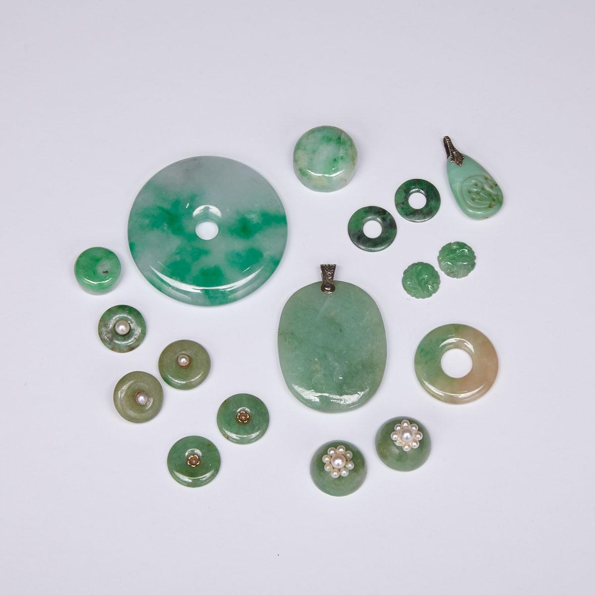 Group of Seventeen Jadeite Pieces
