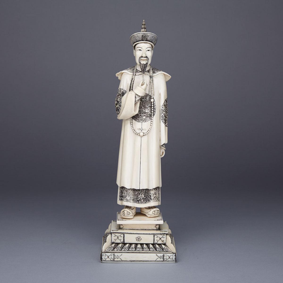 Tall Ivory Carved Figure of an Official, Circa 1940’s