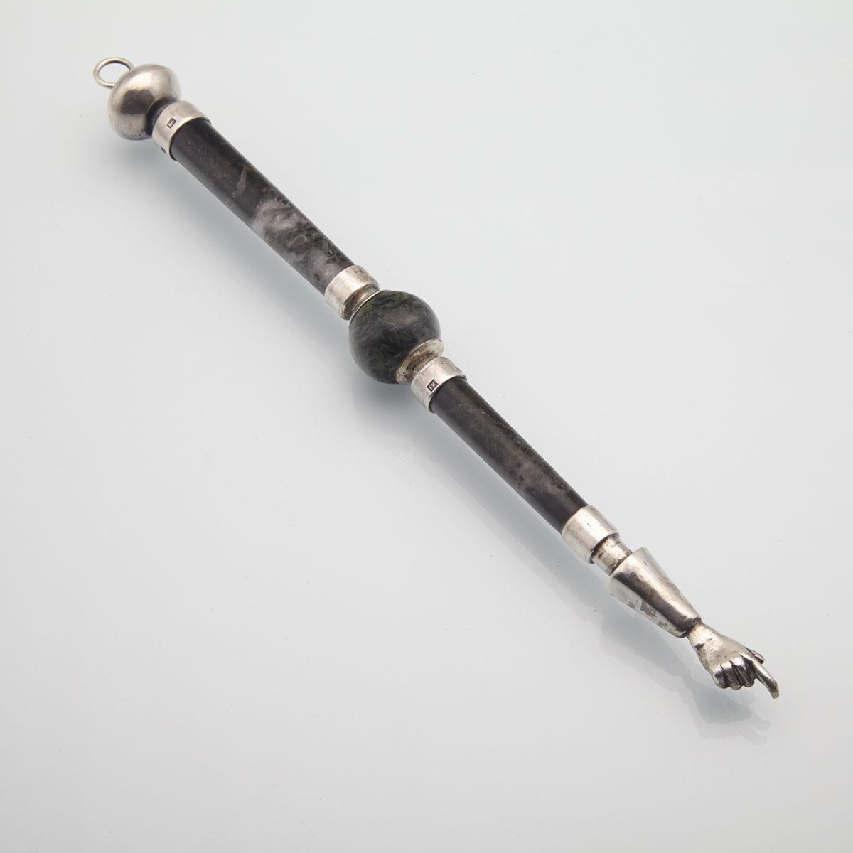 Russian Silver and Agate Torah Pointer, probably Moscow, late 19th century