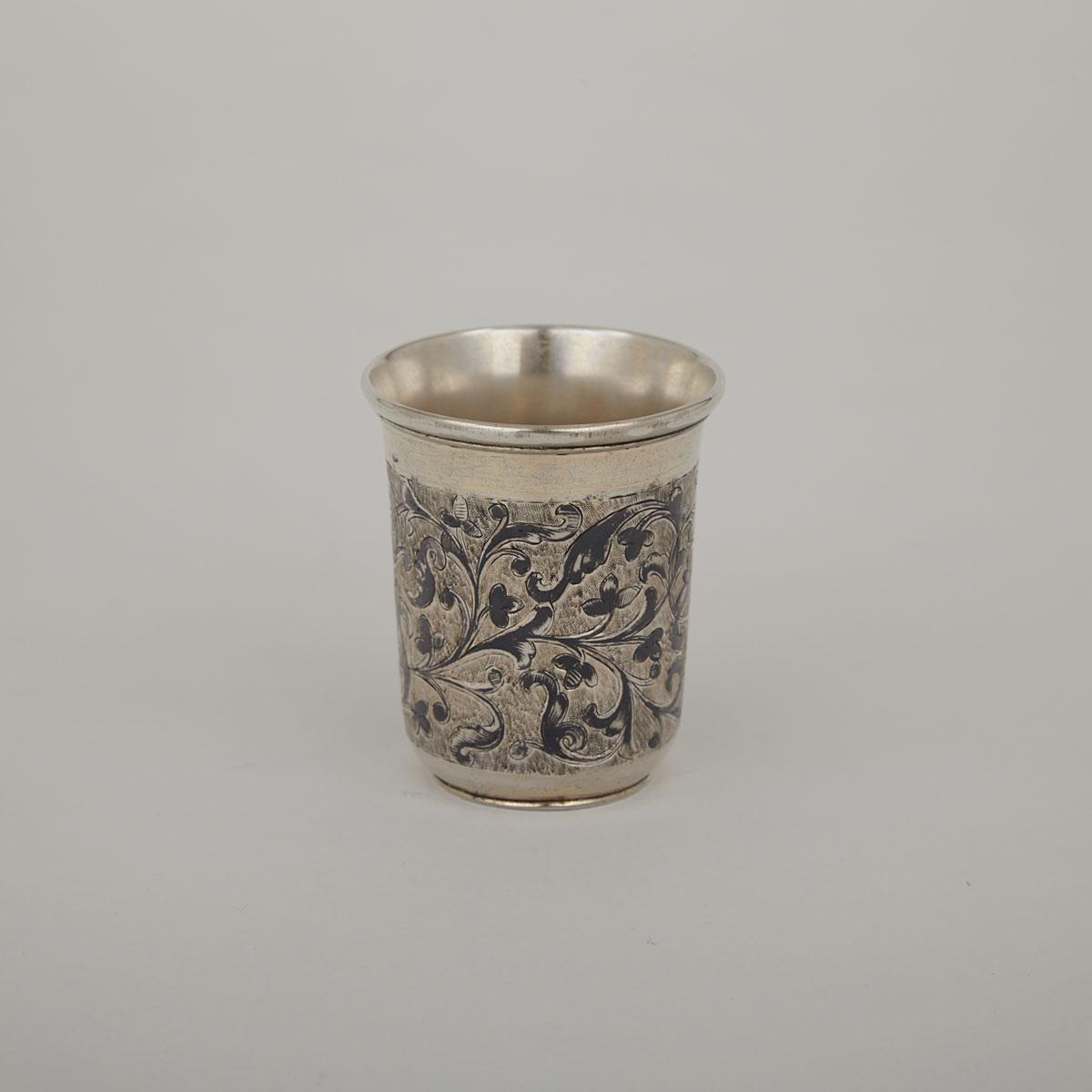 Russian Engraved and Nielloed Silver Beaker, Moscow, 1852