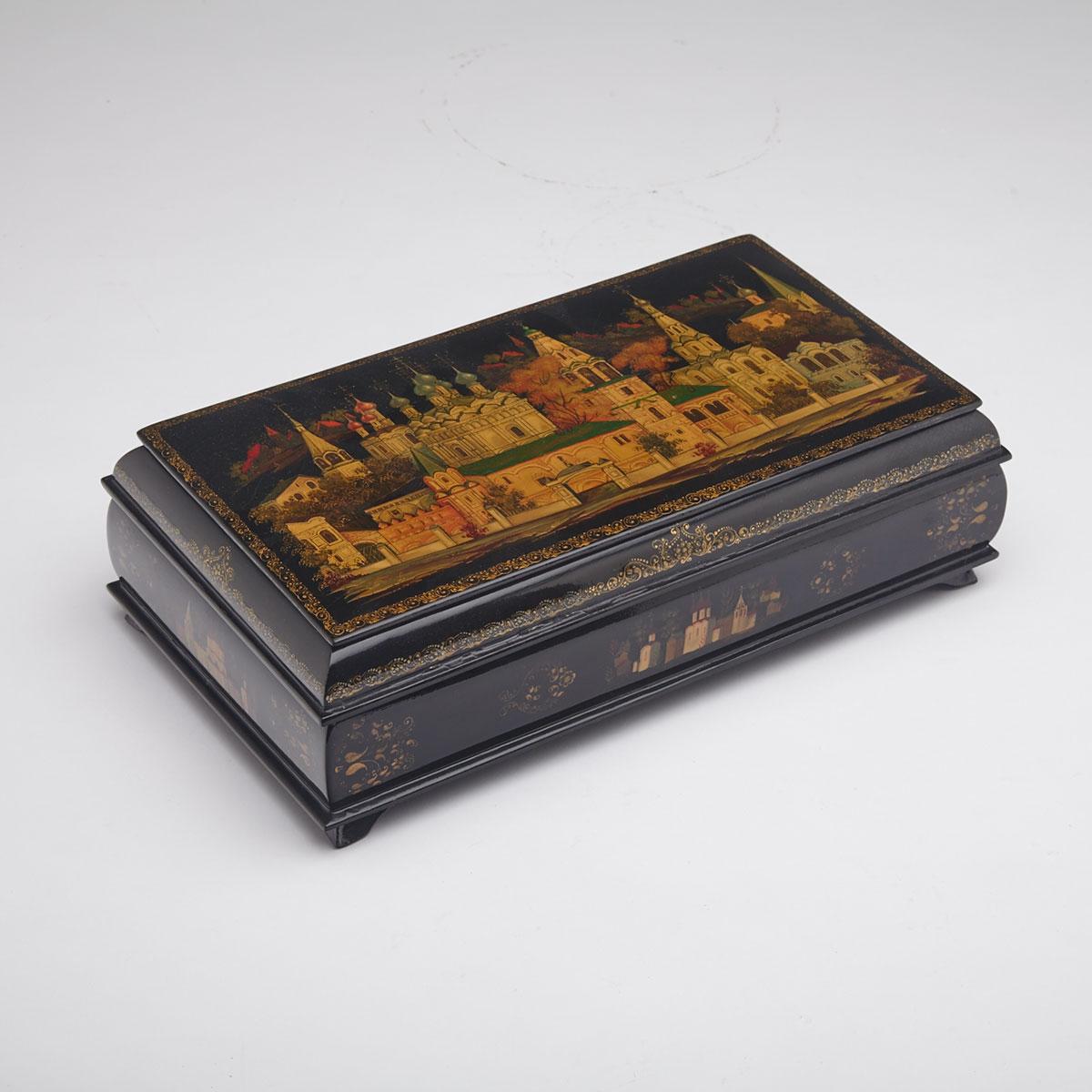 Russian Large Lacquer Double Box, Palekh, 1994