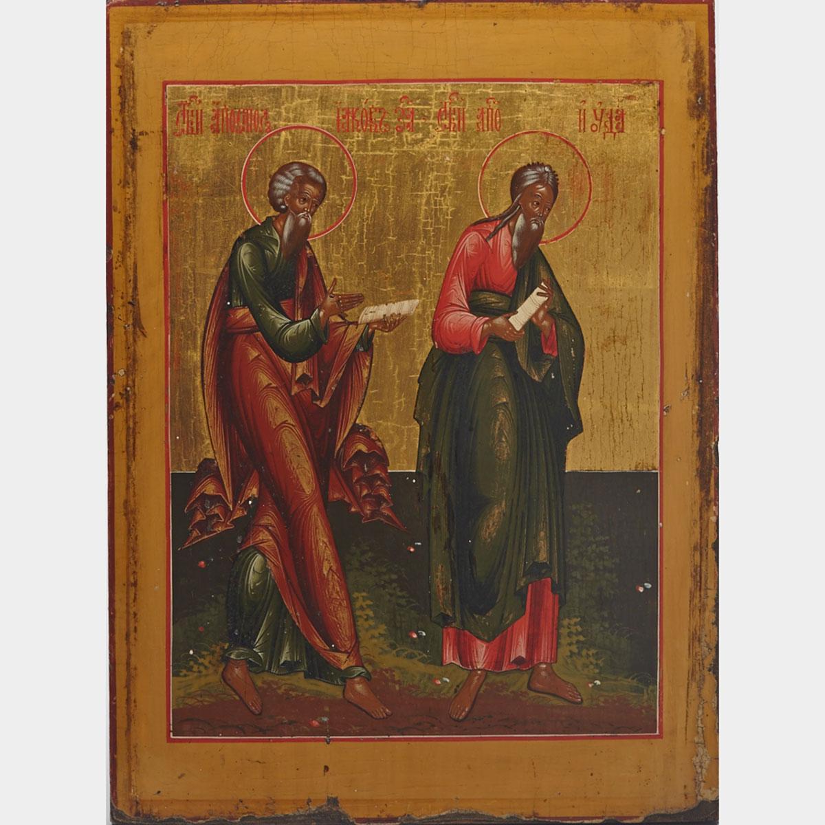 Large Russian Icon of Apostles Peter and Paul, 19th century