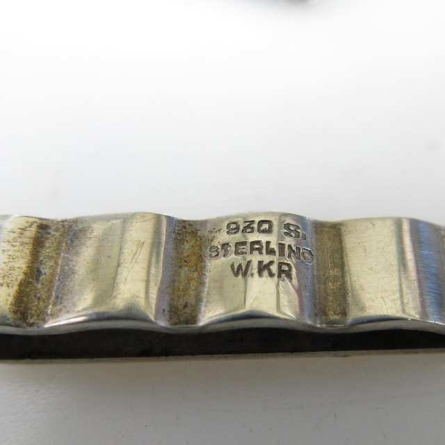 Willy H. Jacob Krogmar Danish 930 Grade Silver Tie Bar And Cufflinks