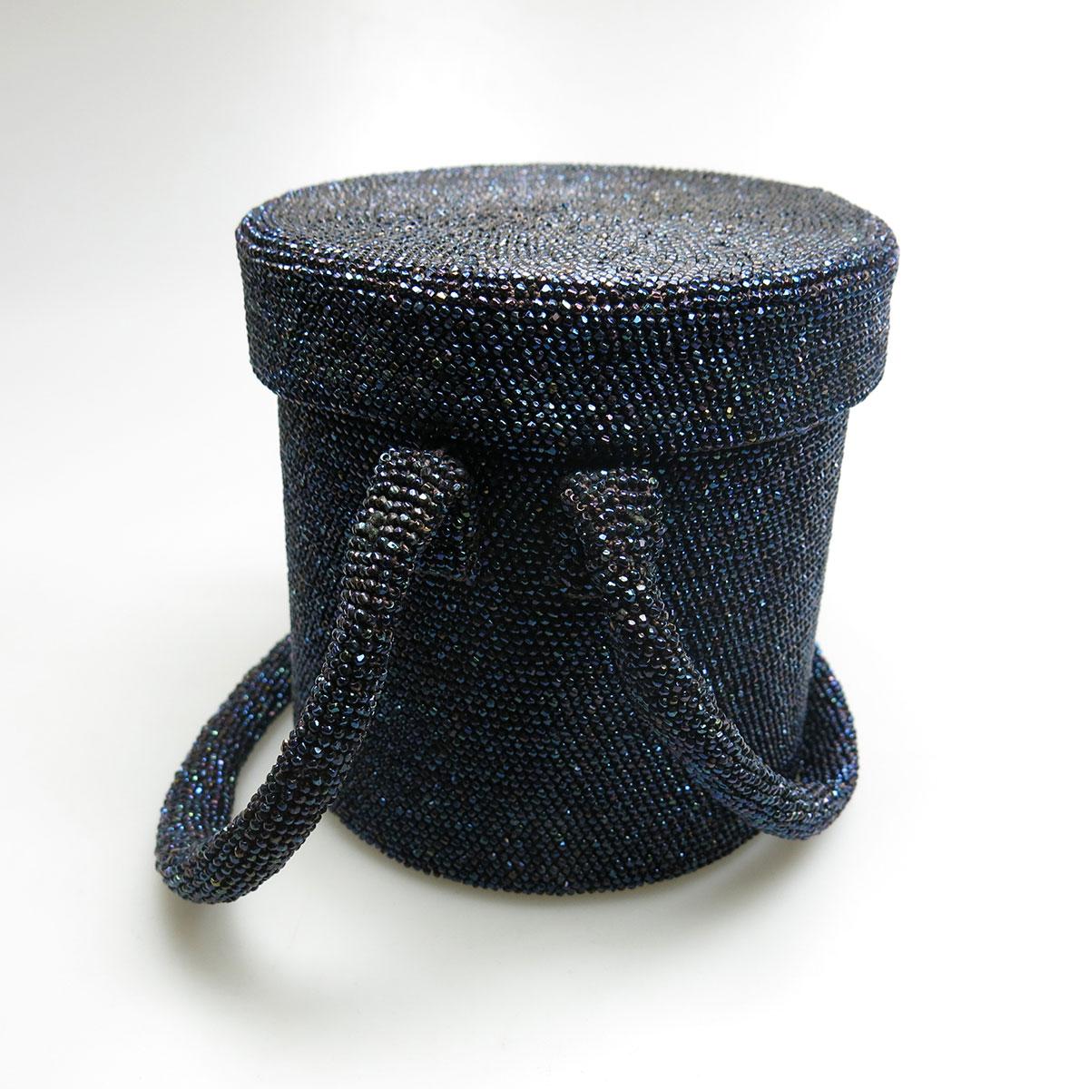 Iridescent Beaded Hat Box Style Evening Bag