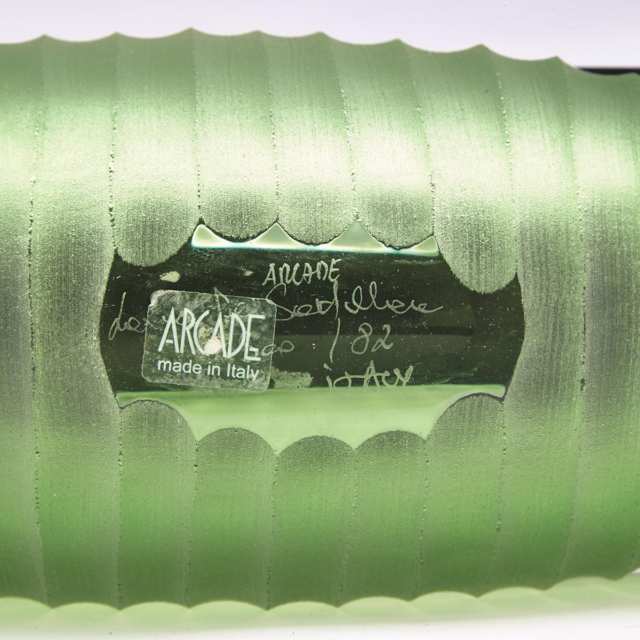 Laura de Santillana (Italian, b.1955) for Arcade, Green Glass Canoe Shaped Vase, c.2000