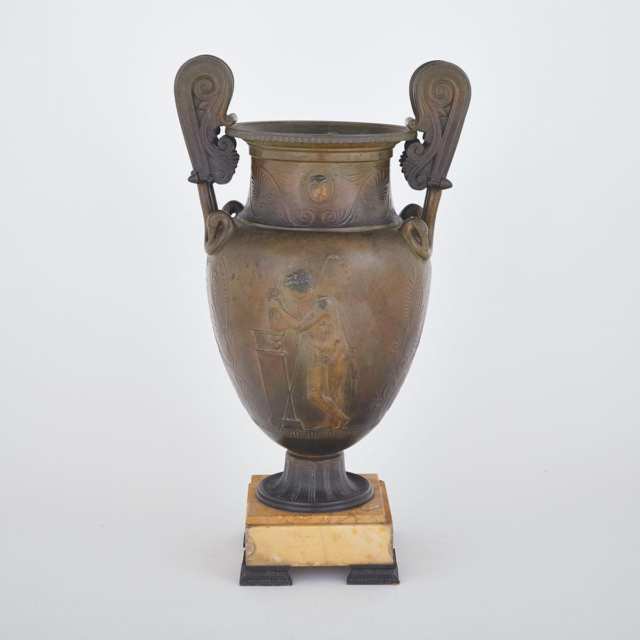 Italian ‘Grand Tour’ Bronze Patinated Metal Amphora, After the Antique, c.1880