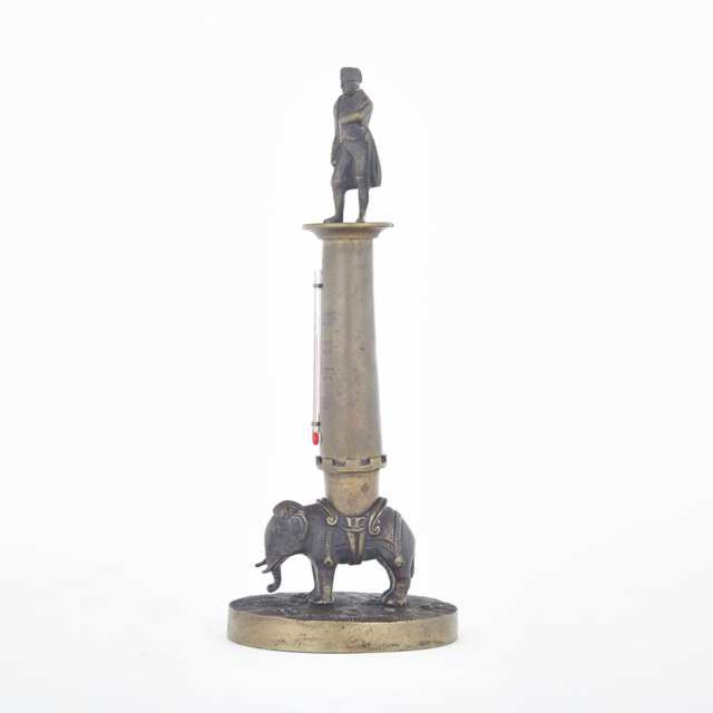 Patinated and Gilt Bronze Desk Thermometer, mid 19th century