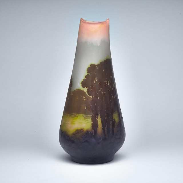 Gallé Landscape Cameo Glass Vase, c.1900