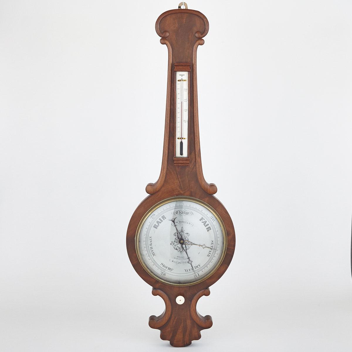 William IV Mahogany Wheel Barometer, F. W. Morgan, Manchester, c.1835