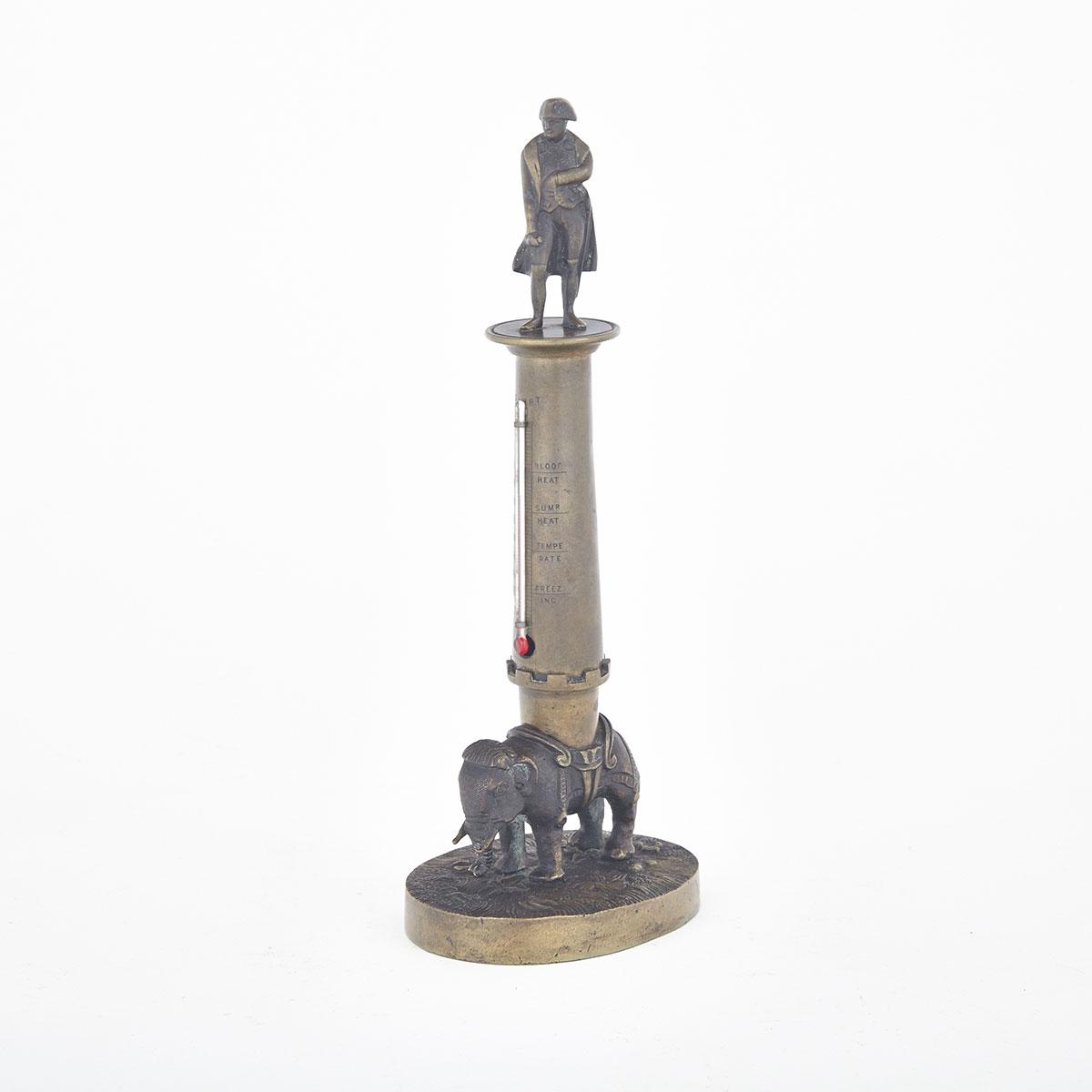Patinated and Gilt Bronze Desk Thermometer, mid 19th century