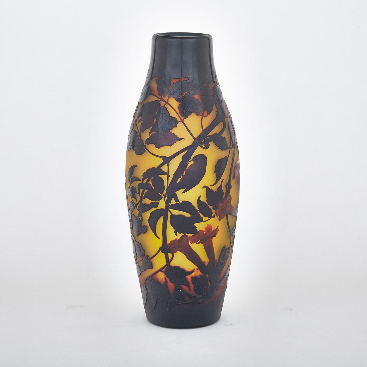 French Cameo Glass Vase, probably Paul Nicholas, c.1910