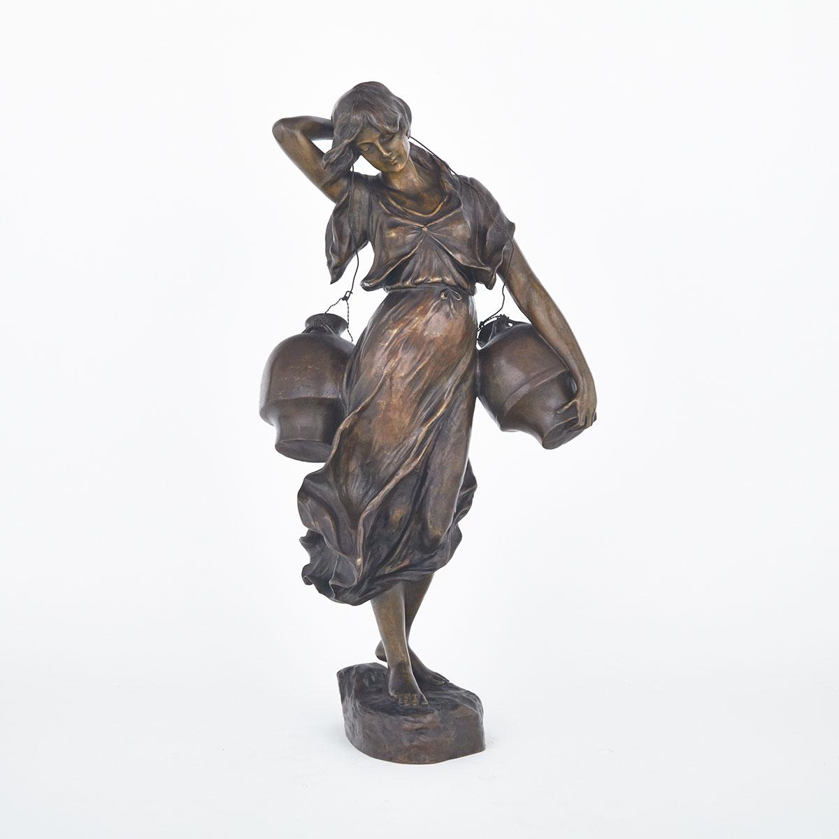 French School Bronze Figure of a Water Bearer, 19th century