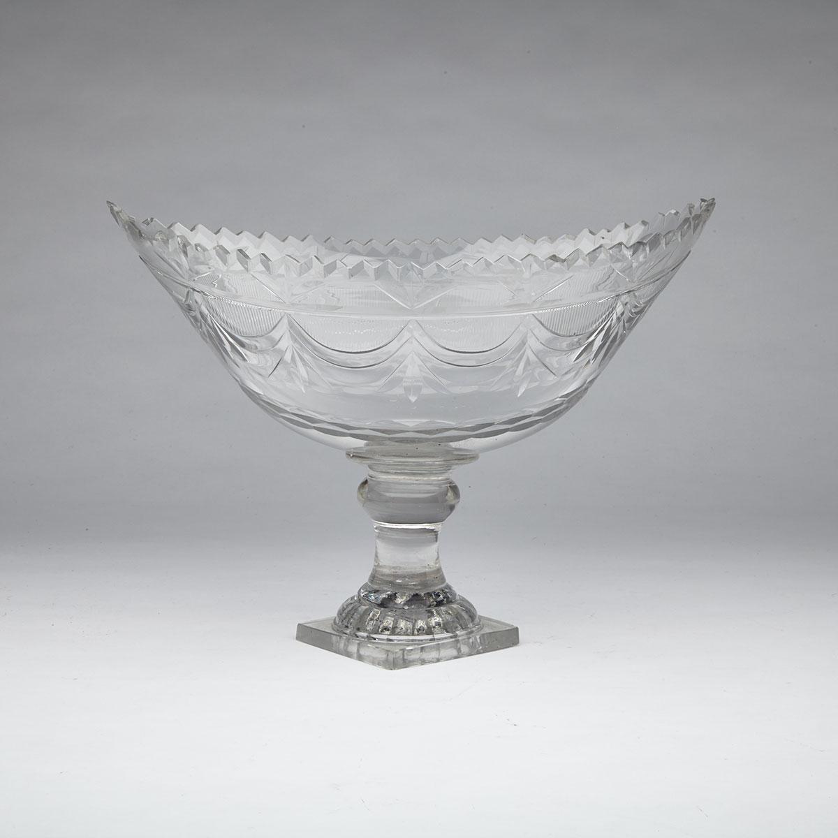 Anglo-Irish Cut Glass Pedestal Footed Bowl, c.1800