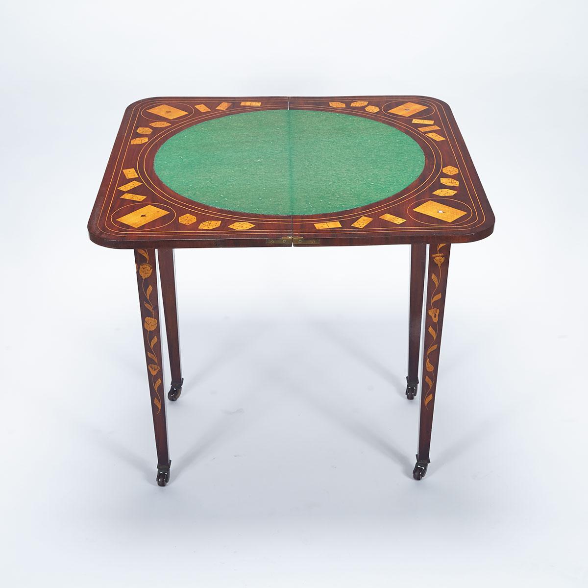 Dutch Walnut Marquetry Folding Games Table, early 19th century