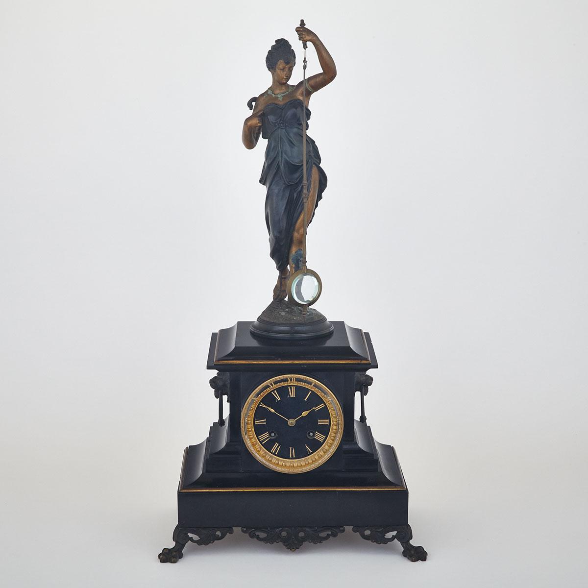 French Figural Mystery Clock, Andre Romain Guilmet, Paris, c.1870