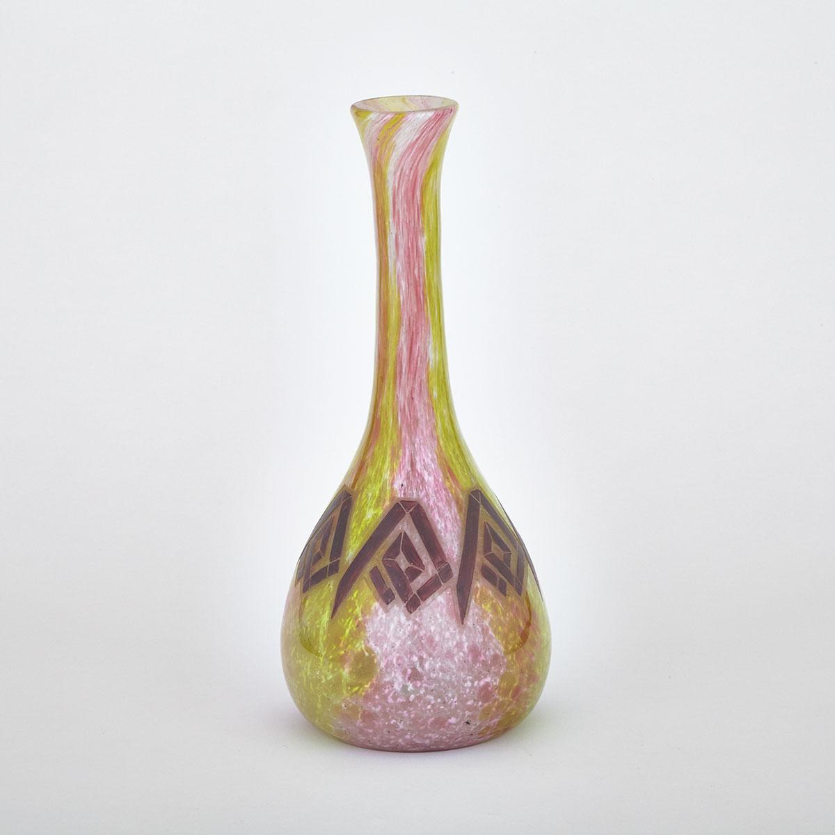 Legras Enameled Cameo Glass Vase, 1920s