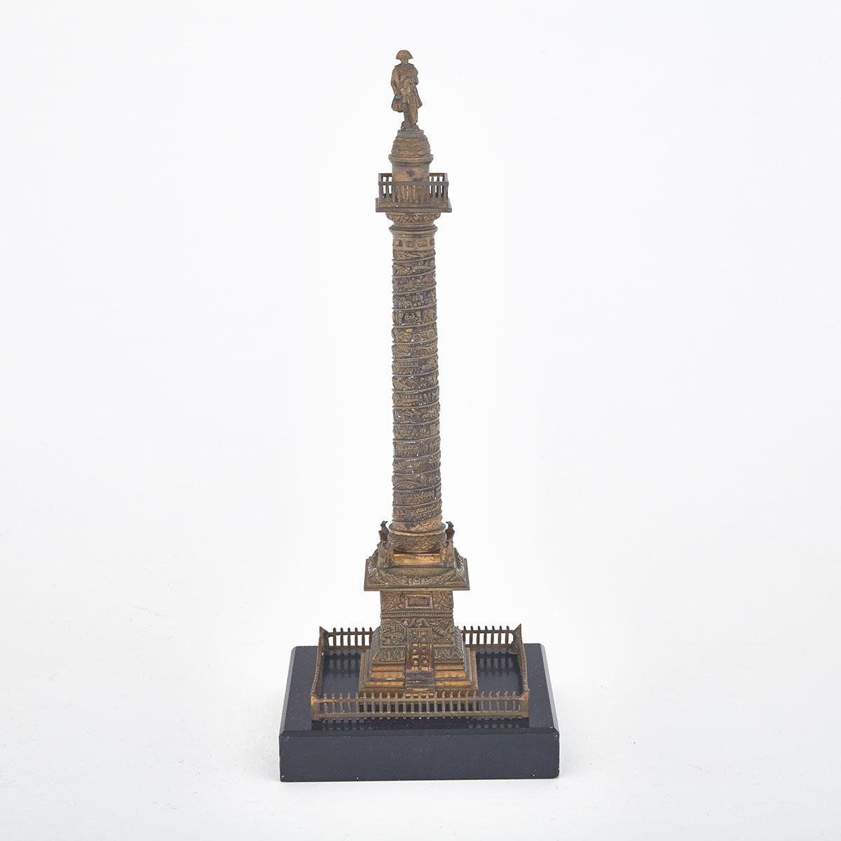 French ‘Grand Tour’ Gilt Bronze Model of the Place Vendôme Column, mid 19th century