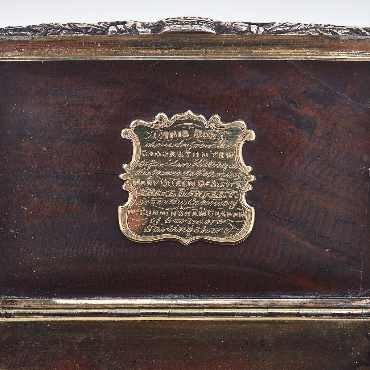 Scottish Silver Mounted Yew Wood Snuff Box, early 19th 
