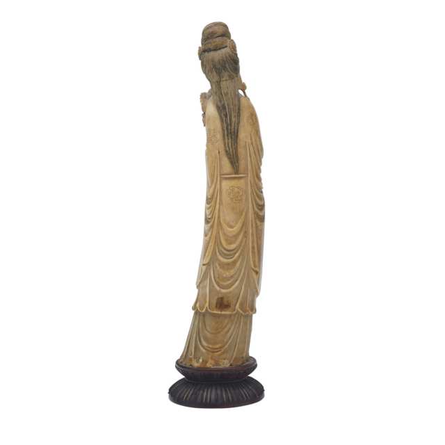 Large Ivory Carved Figure of a Maiden, 19th Century