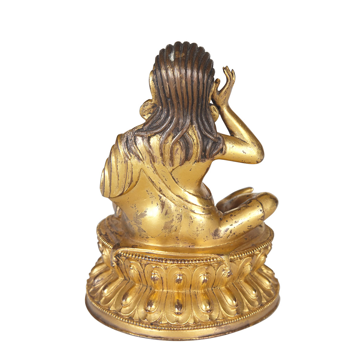 Gilt Bronze Seated Figure of Milarepa, Tibeto-Chinese, 18th/19th Century