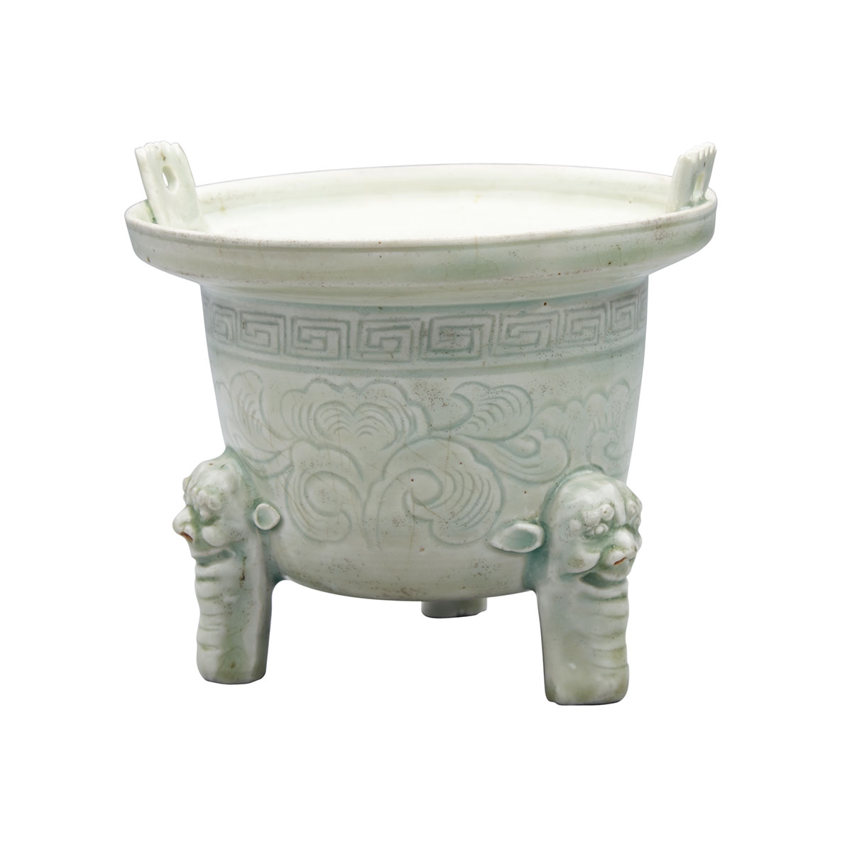 Qingbai ‘Peony’ Tripod Censer, Yuan Dynasty