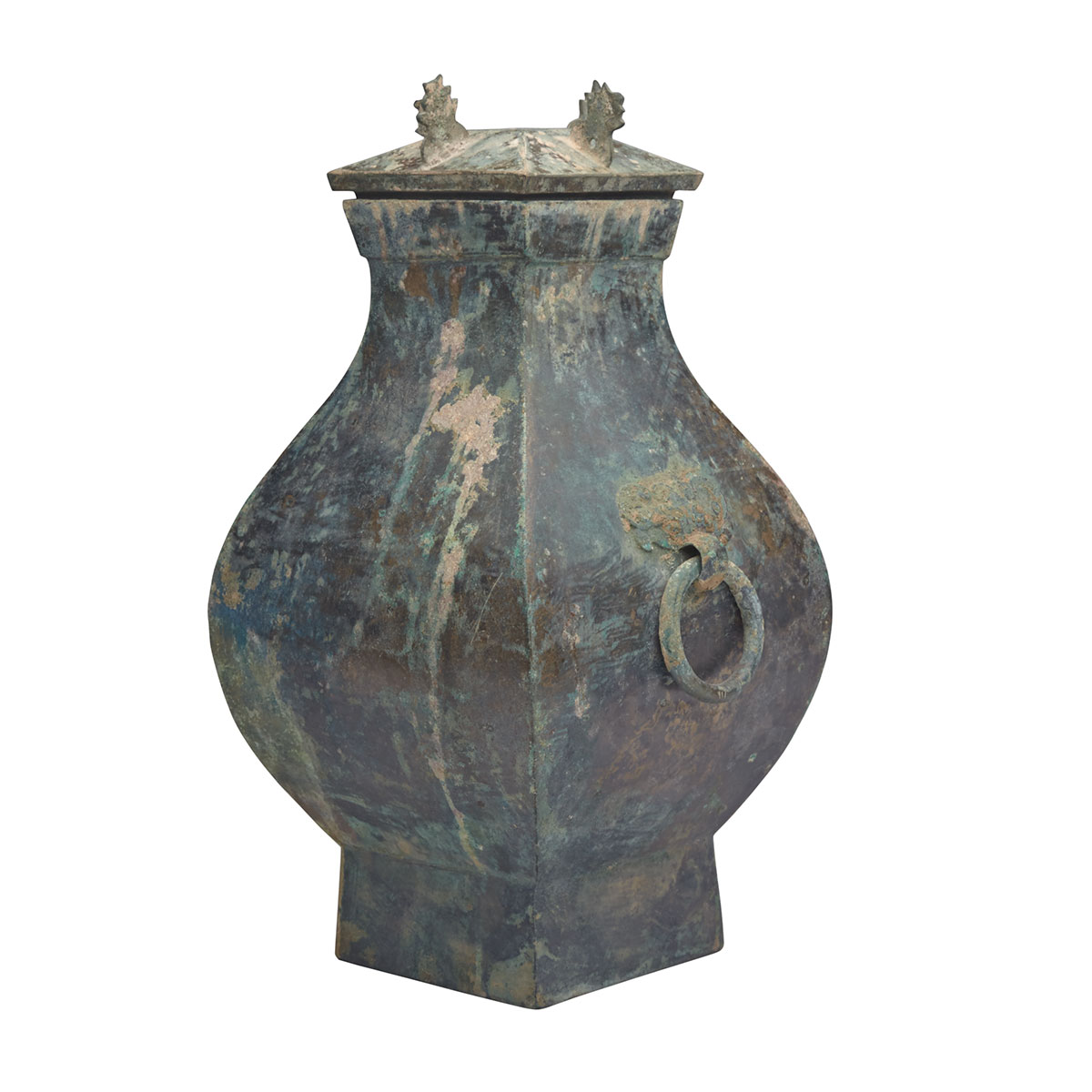Bronze Faceted Vase, Hu, Han Dynasty