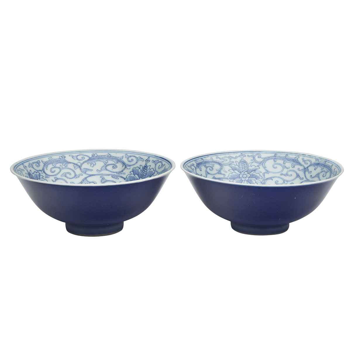 Pair of Sacrificial Blue Ground Bowls, Qianlong Mark and Period (1736-1795)