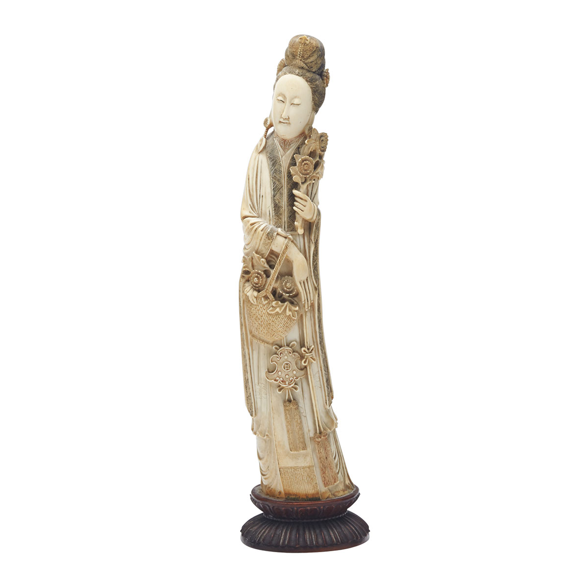Large Ivory Carved Figure of a Maiden, 19th Century