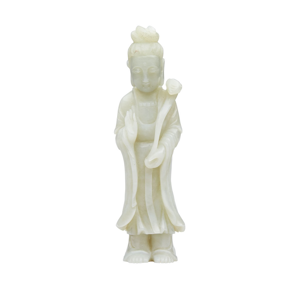 Pale Celadon Jade Figure of Guanyin