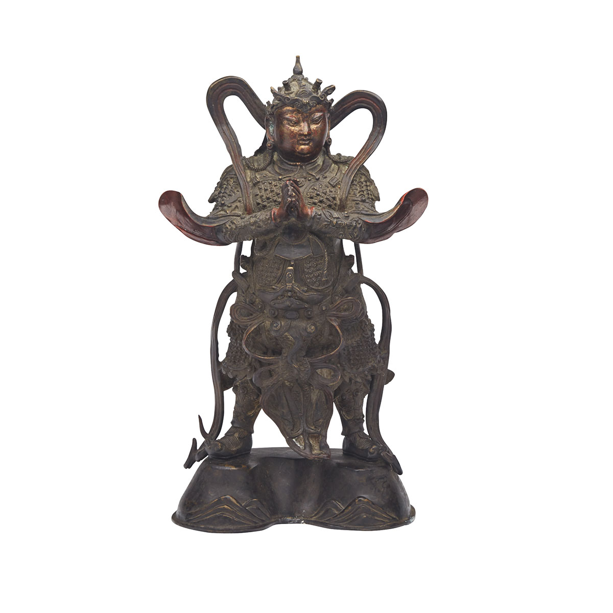 Large Lacquered Bronze Figure of Wei Tuo, 16th/17th Century