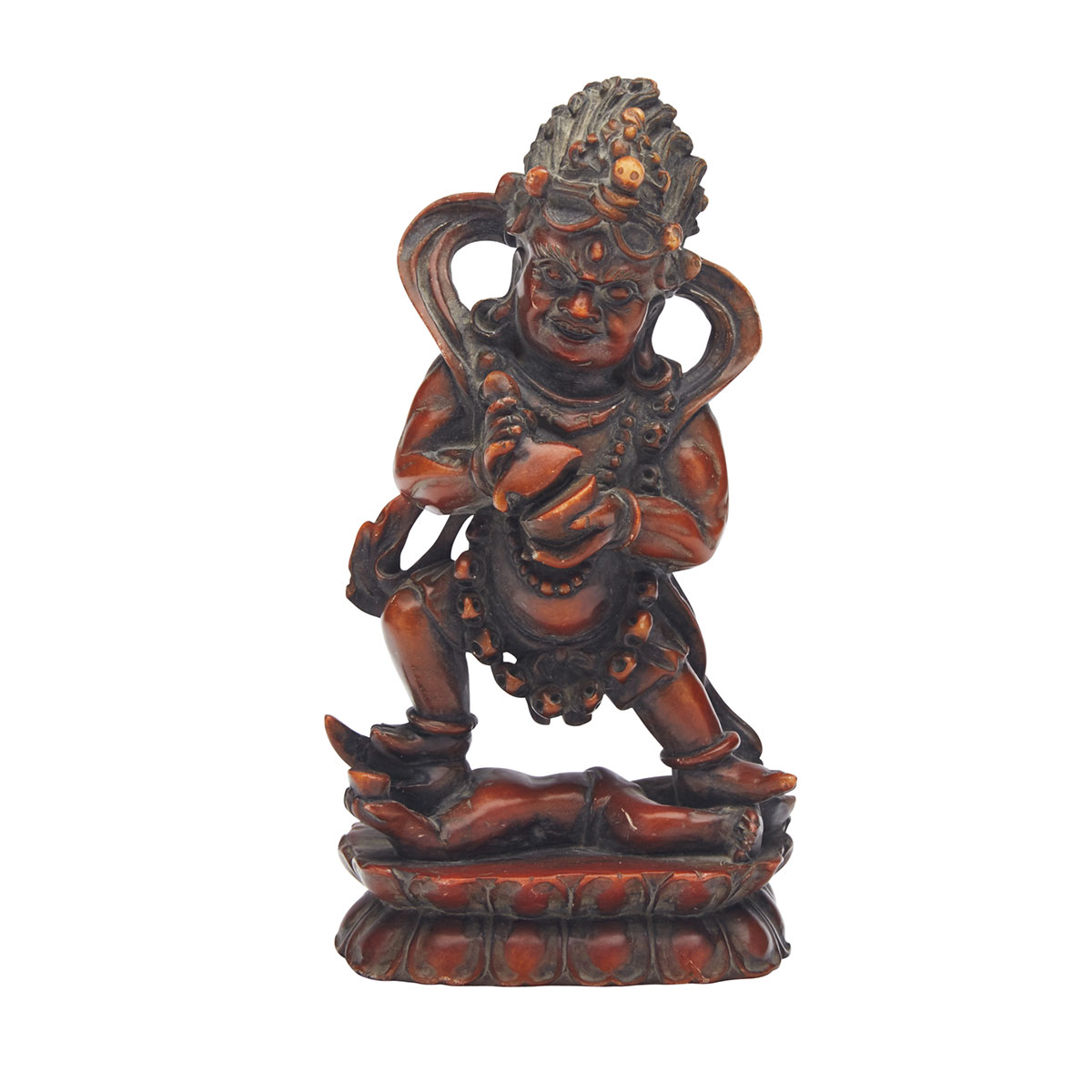 Unusual Hardstone Figure of Mahakala, Tibet, 19th Century or Earlier