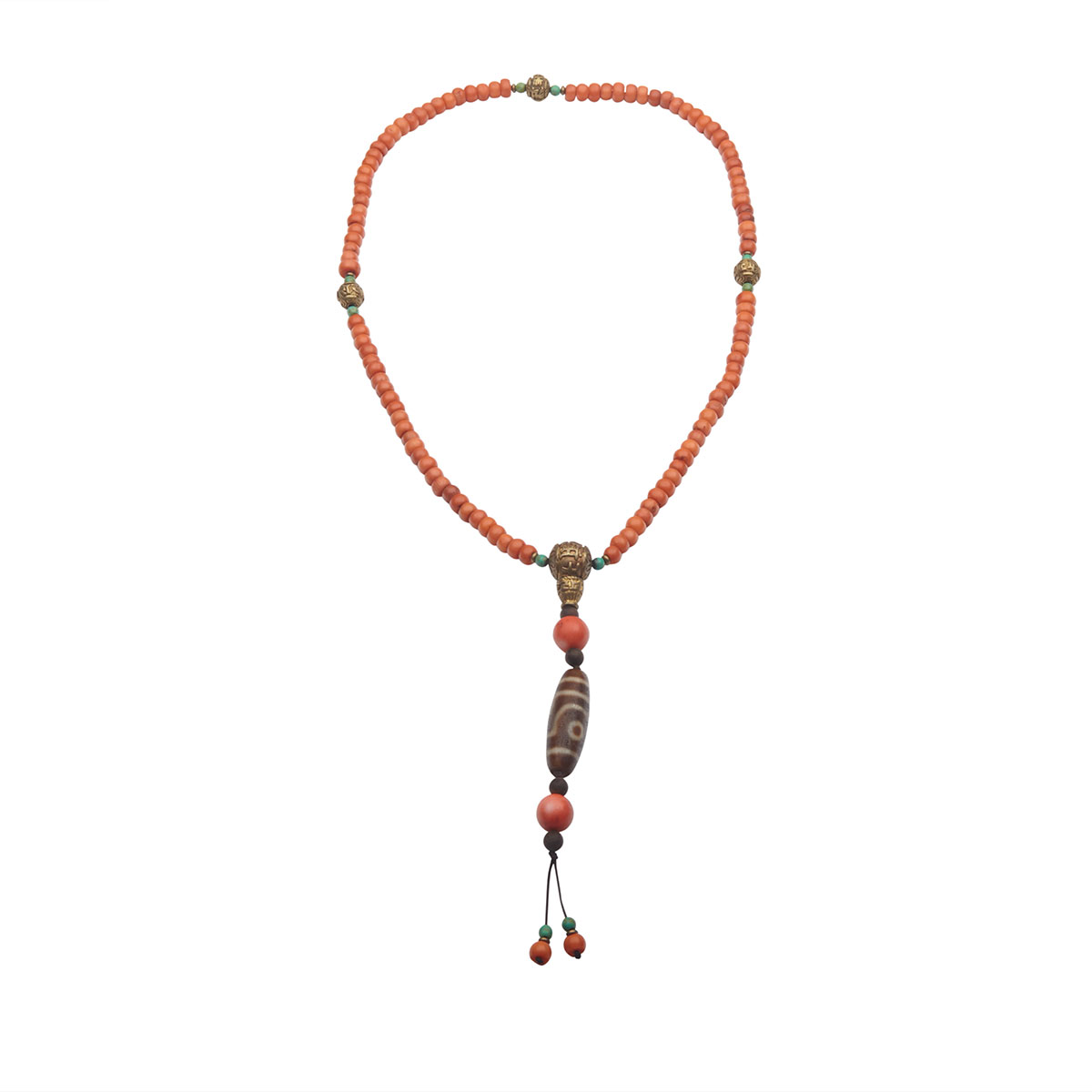 Coral and Hardstone Necklace, Tibet