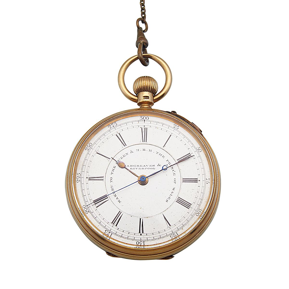 J. Hargreaves & Co. Of Liverpool Openface, Stemwind, Stop/Start Chronometre Pocket Watch