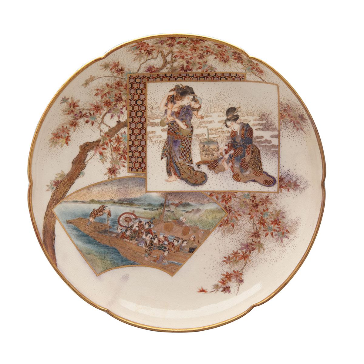 Finely Painted Satsuma Shallow Bowl, Signed Kinkozan, Late 19th Century