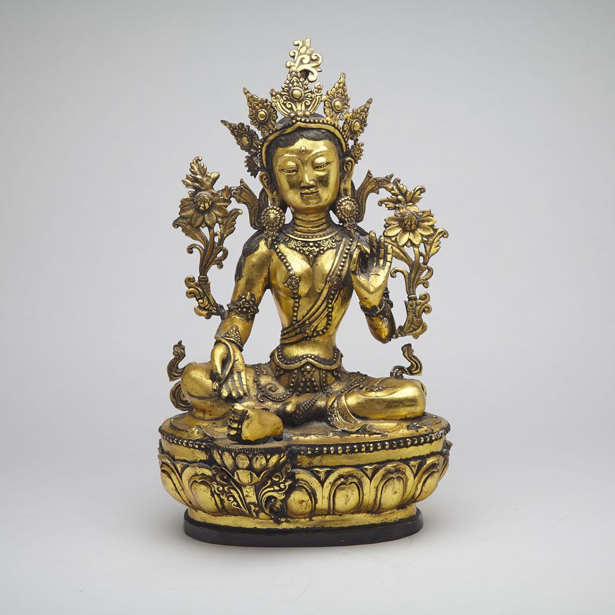 Large Copper Alloy Seated Figure of Tara