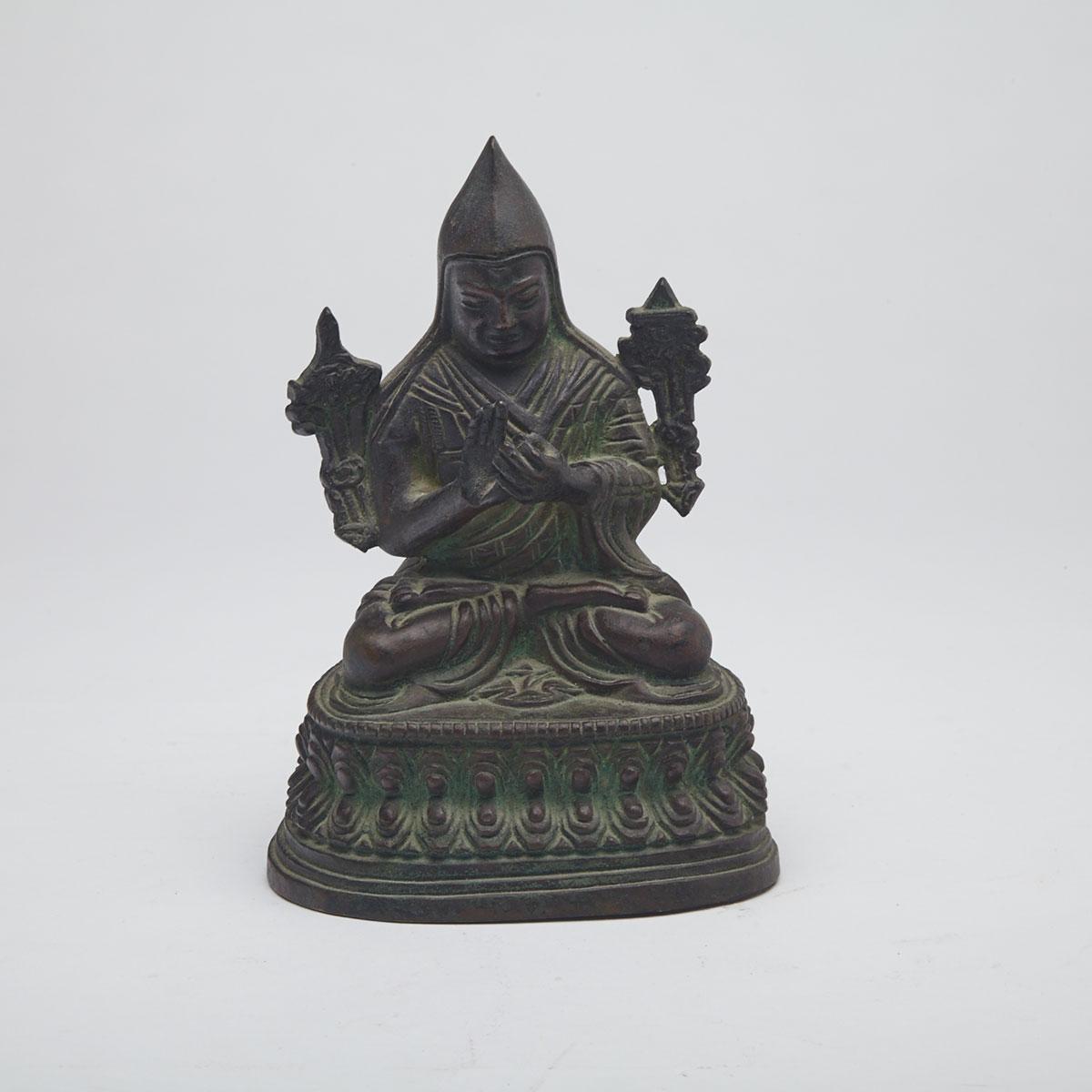 Bronze figure of Tsongkhapa, Tibet, 20th Century 