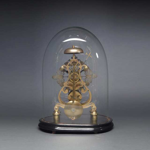 Victorian Brass Skeleton Clock, late 19th century