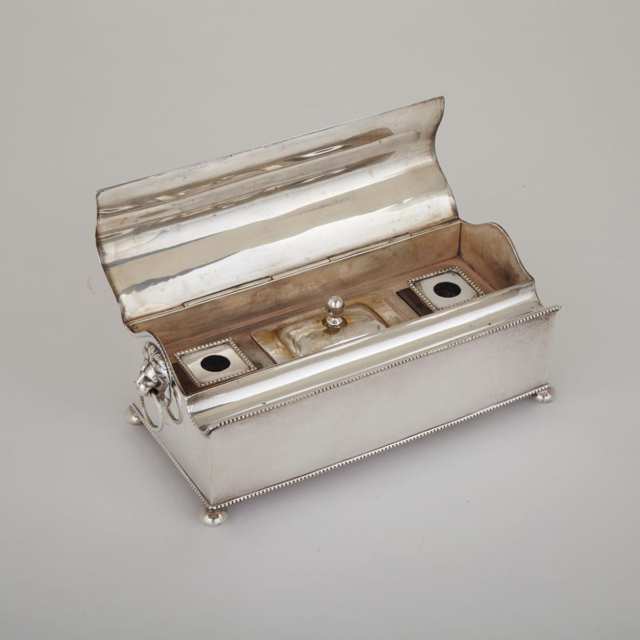 George III Style Silver Plated Inkstand, 20th century