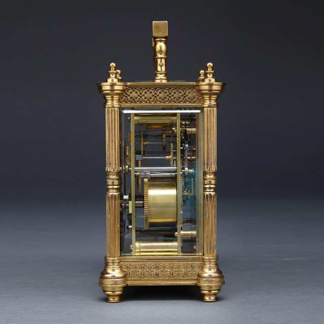 French Gilt Brass Repeating Carriage Clock, c.1880
