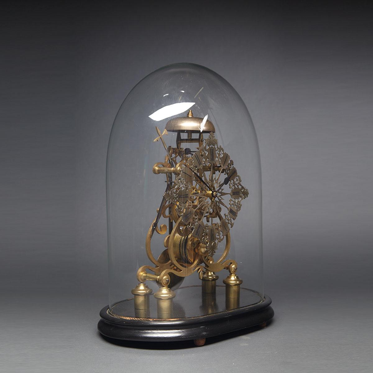 Victorian Brass Skeleton Clock, late 19th century