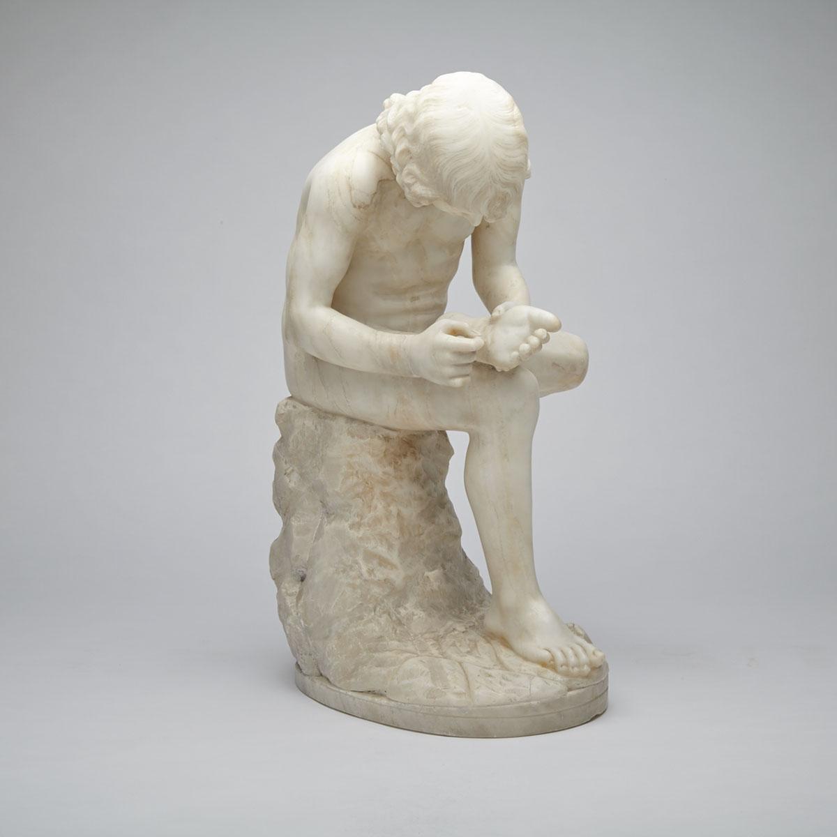 Italian Carrara Marble Model of the Spinario, After the Antique, 19th century