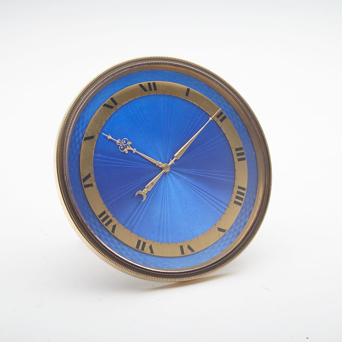 Swiss Gilt Metal and Guilloché Enamelled Strut Clock, early 20th century