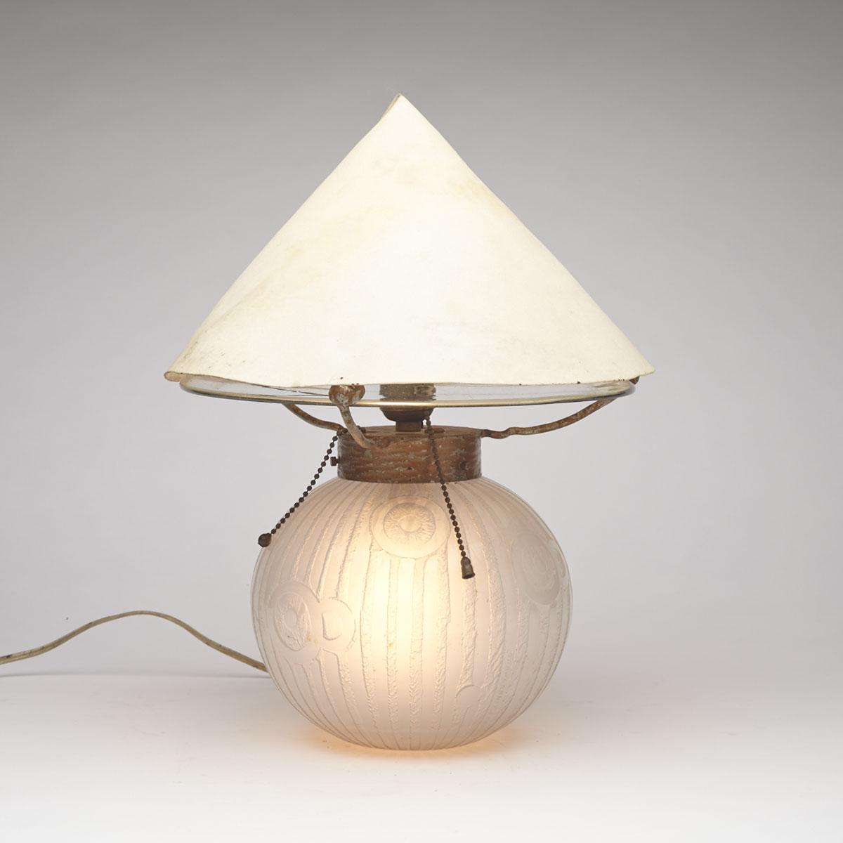 Daum Acid-Etched Glass Lamp Base, c.1930
