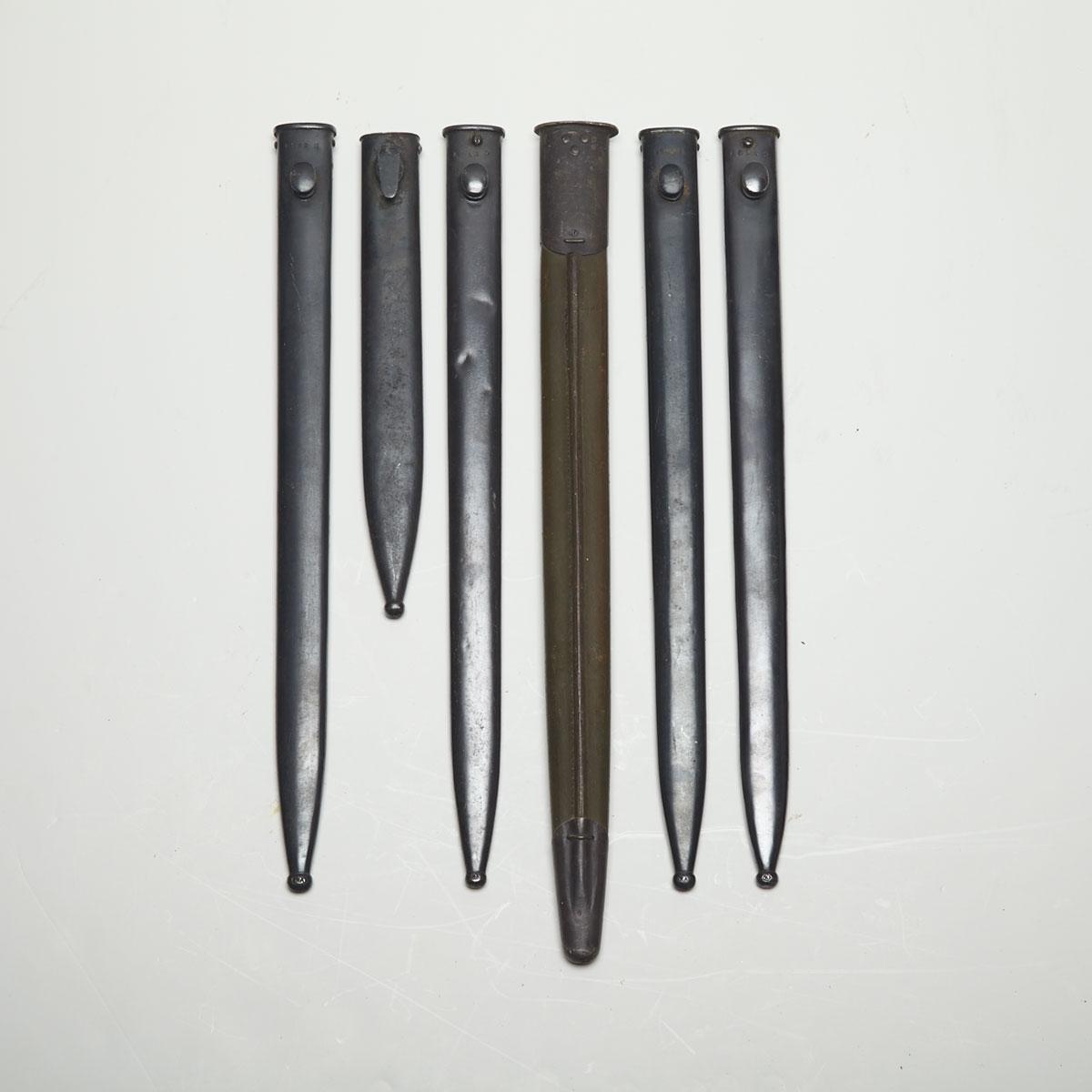 Miscellaneous Group of Six Bayonet Scabbards, 20th century