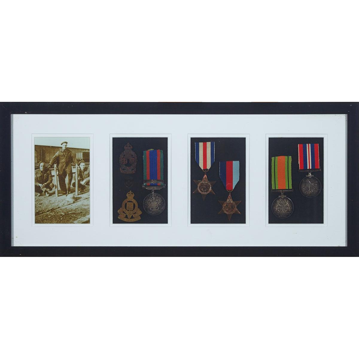 Three Canadian WWII Framed Memorial Groups, mid 20th century