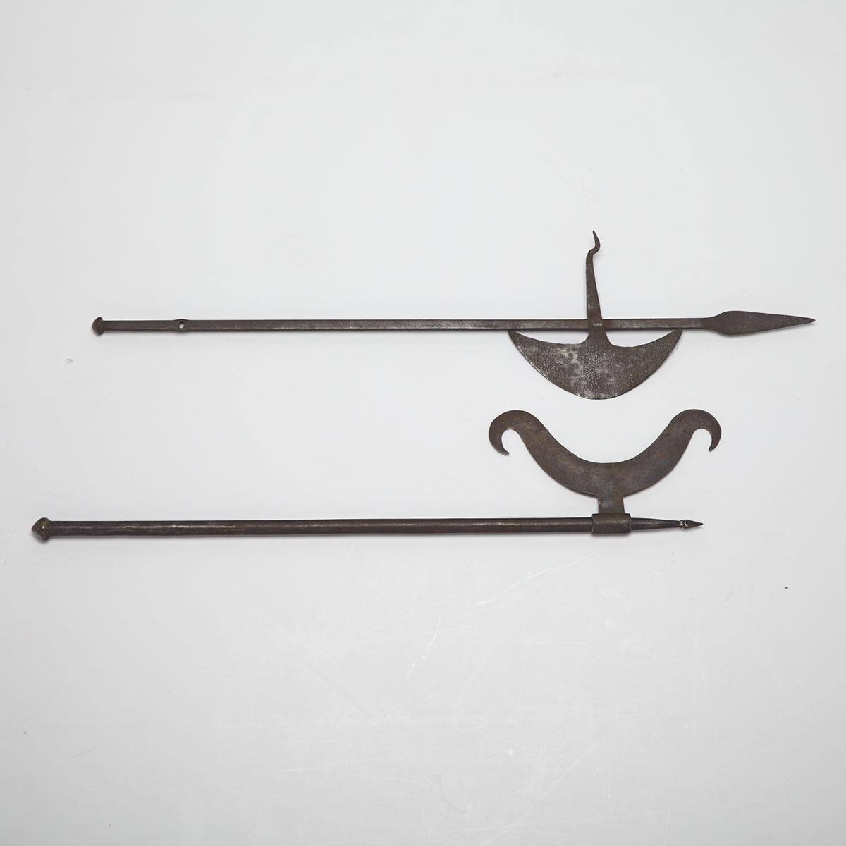 Two Indo-Persian Processional Battle Axes, 19th century or earlier 