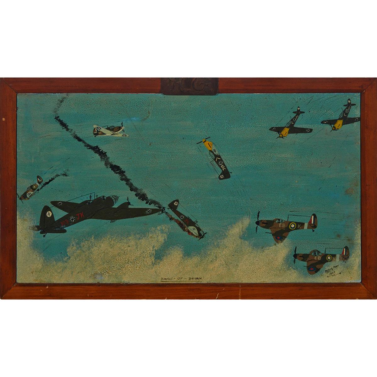 Continental School Painting of an Air Battle titled ‘Battle of Britain, 1942