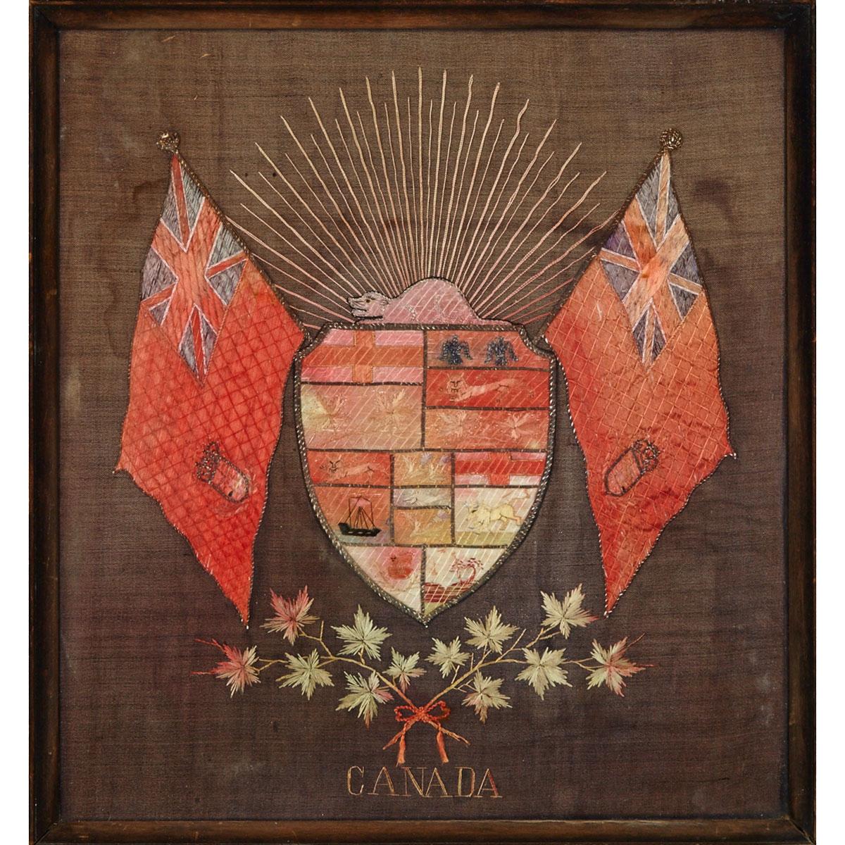 Needlework Picture of Canadian Coat of Arms, c.1905